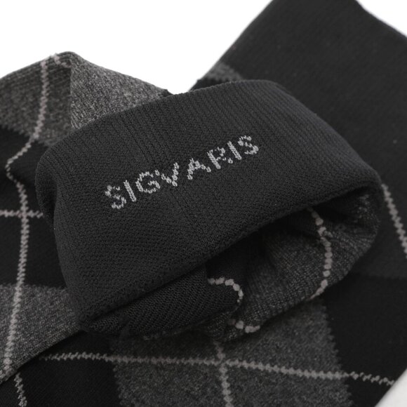 Sigvaris Compression Socks 15-20mm Hg 183CB Argyle Black Grey Plaid - Picture 2 of 5